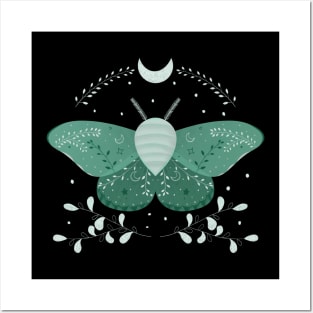 Mystic Teal Moth Posters and Art